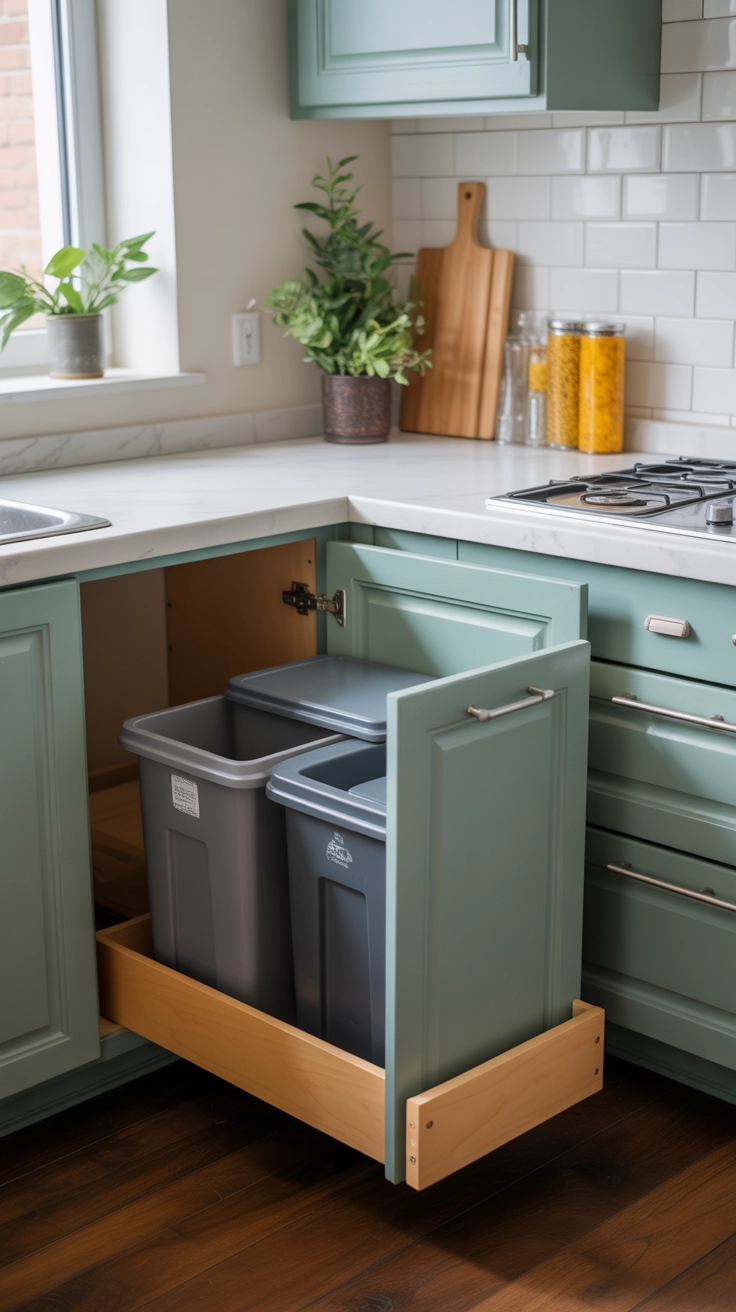 Hidden Trash and Recycling Bins