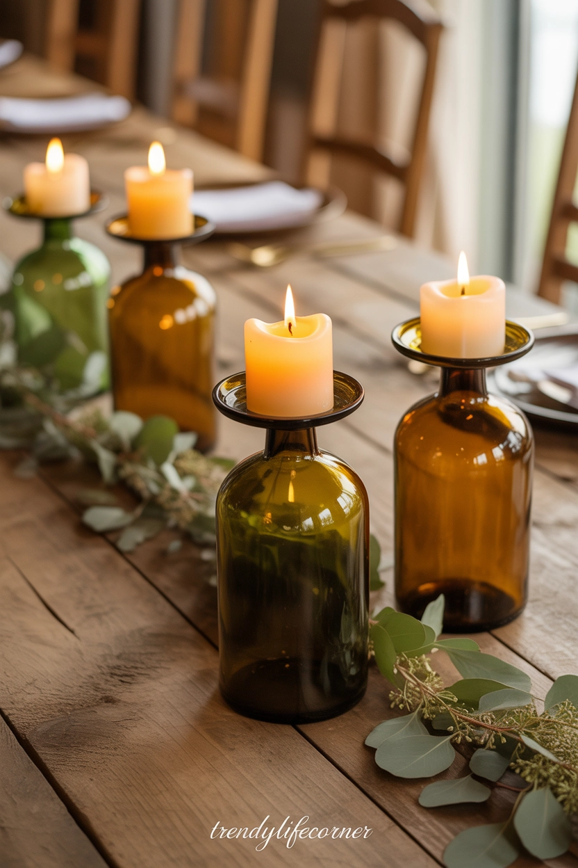 Wine Bottle Candle Holders
