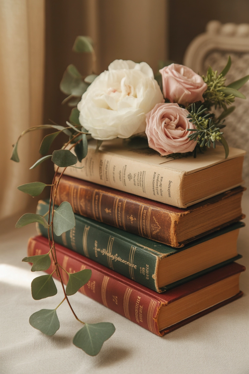 Vintage Books Stack Centerpiece