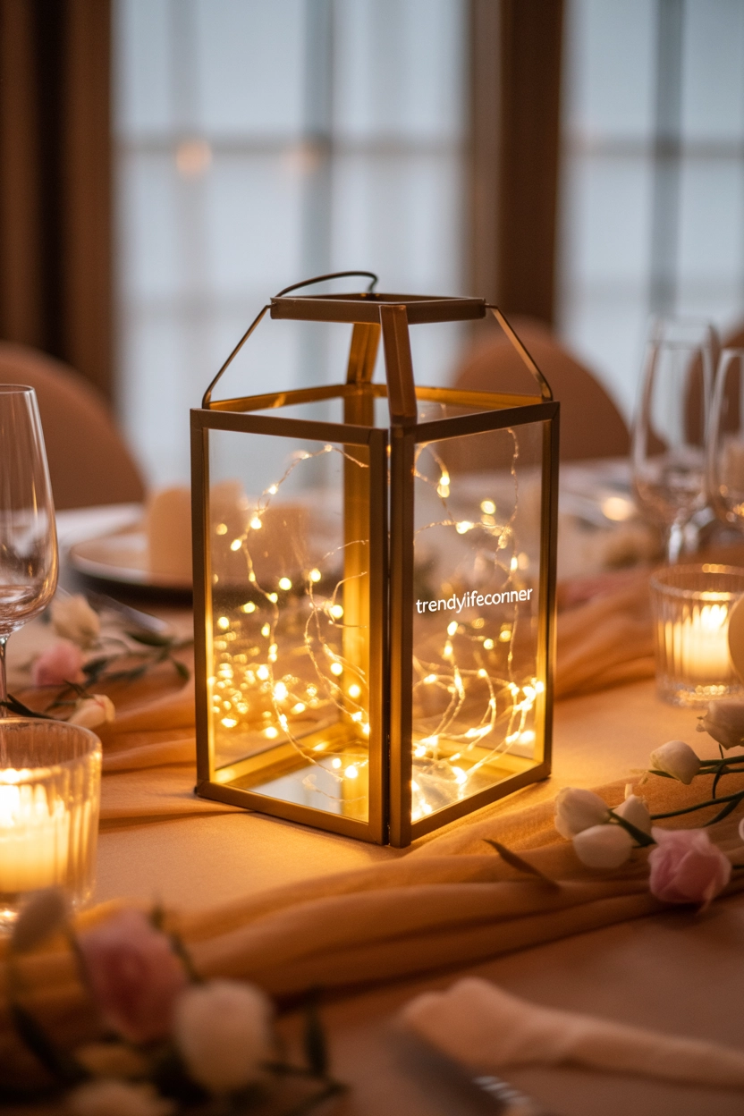 Lantern with Fairy Lights Centerpiece