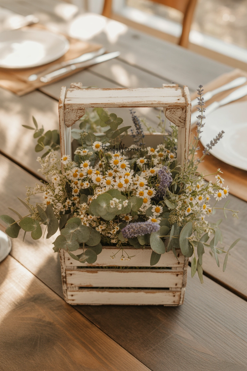 Wooden Crate Flower Display