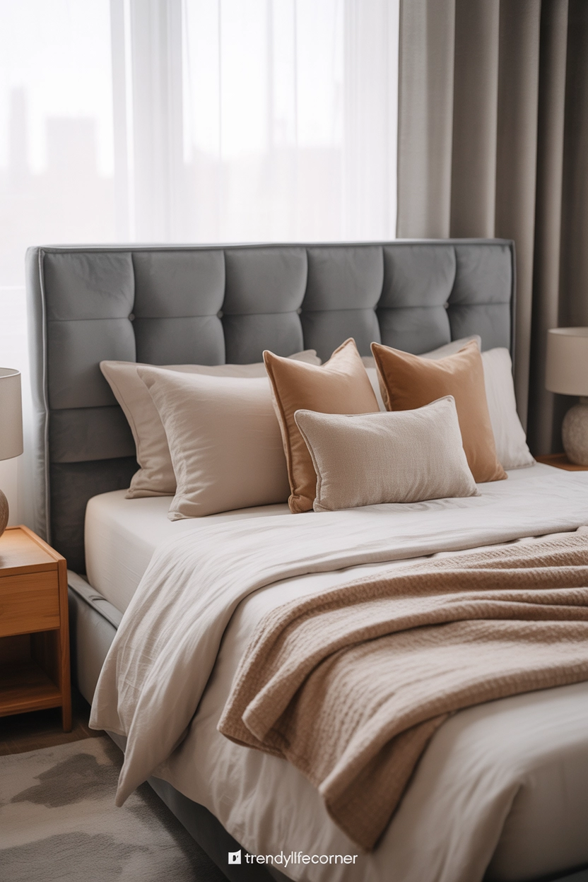 Grey Headboard for a Soft Statement