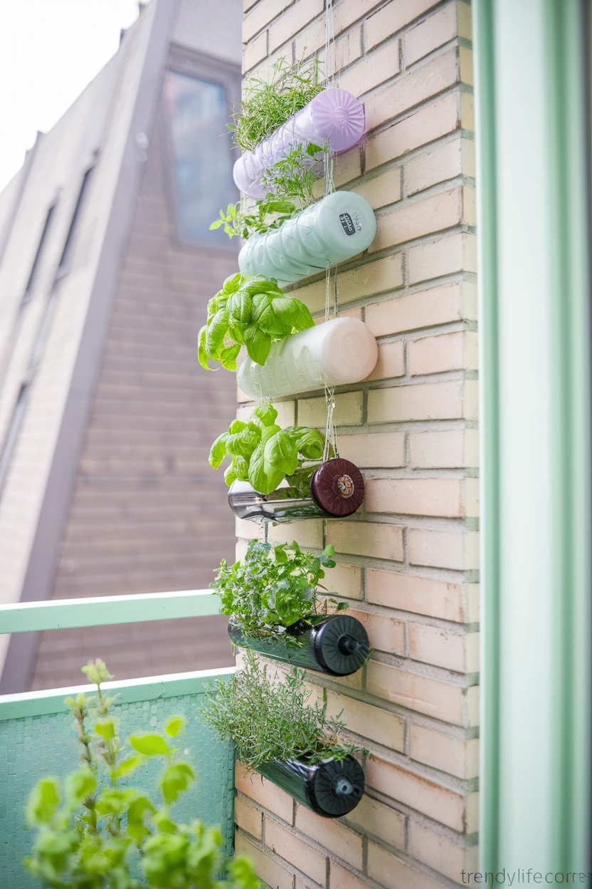 Hanging Bottle Herb Garden