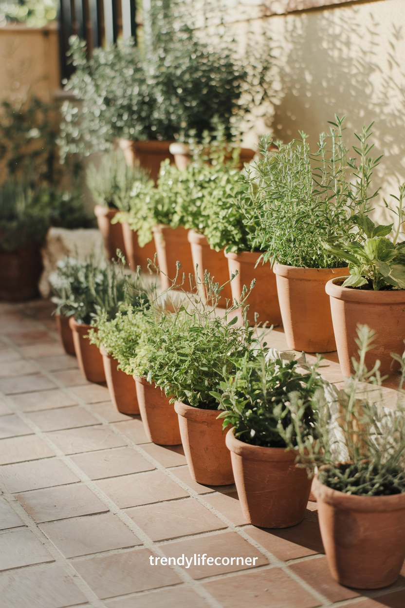 Herb Garden in Clay Pots