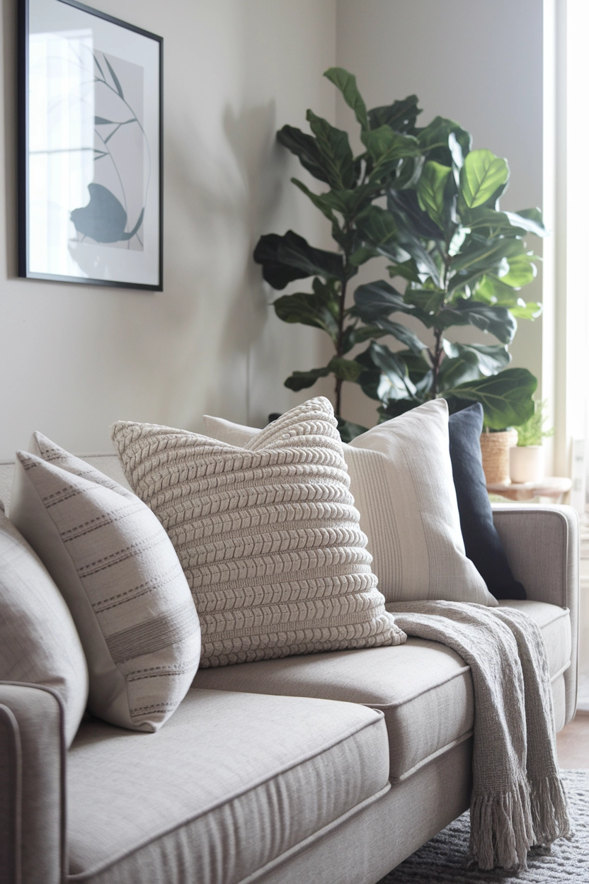 Mix Sizes of Throw Pillows for Depth