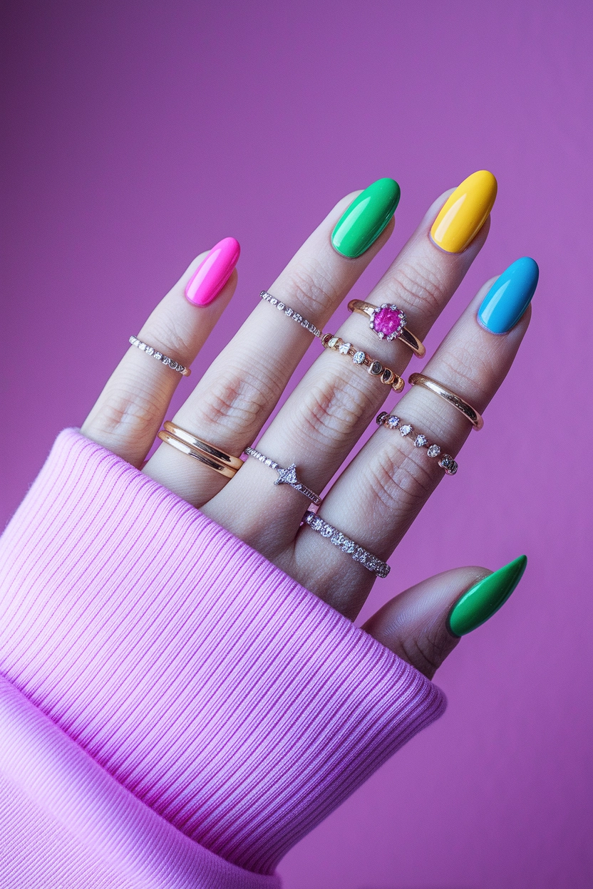 Matching Knuckle Rings with Nail Art