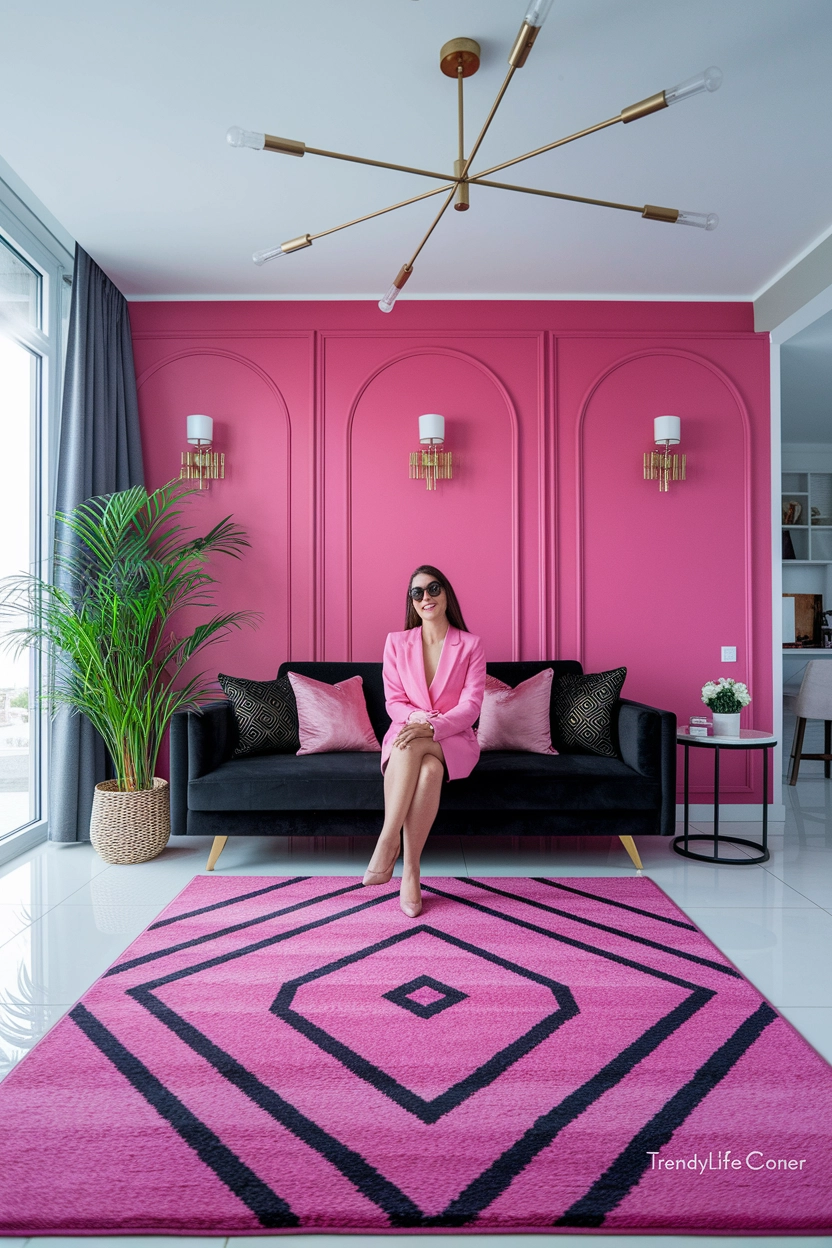 Bold Hot Pink Rug for Statement Living Rooms