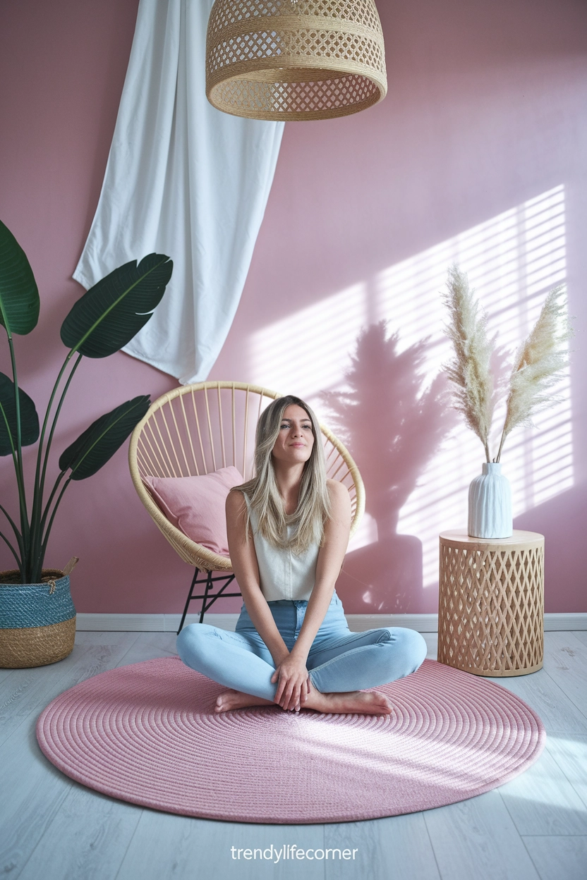 Round Pink Rug for Small Spaces