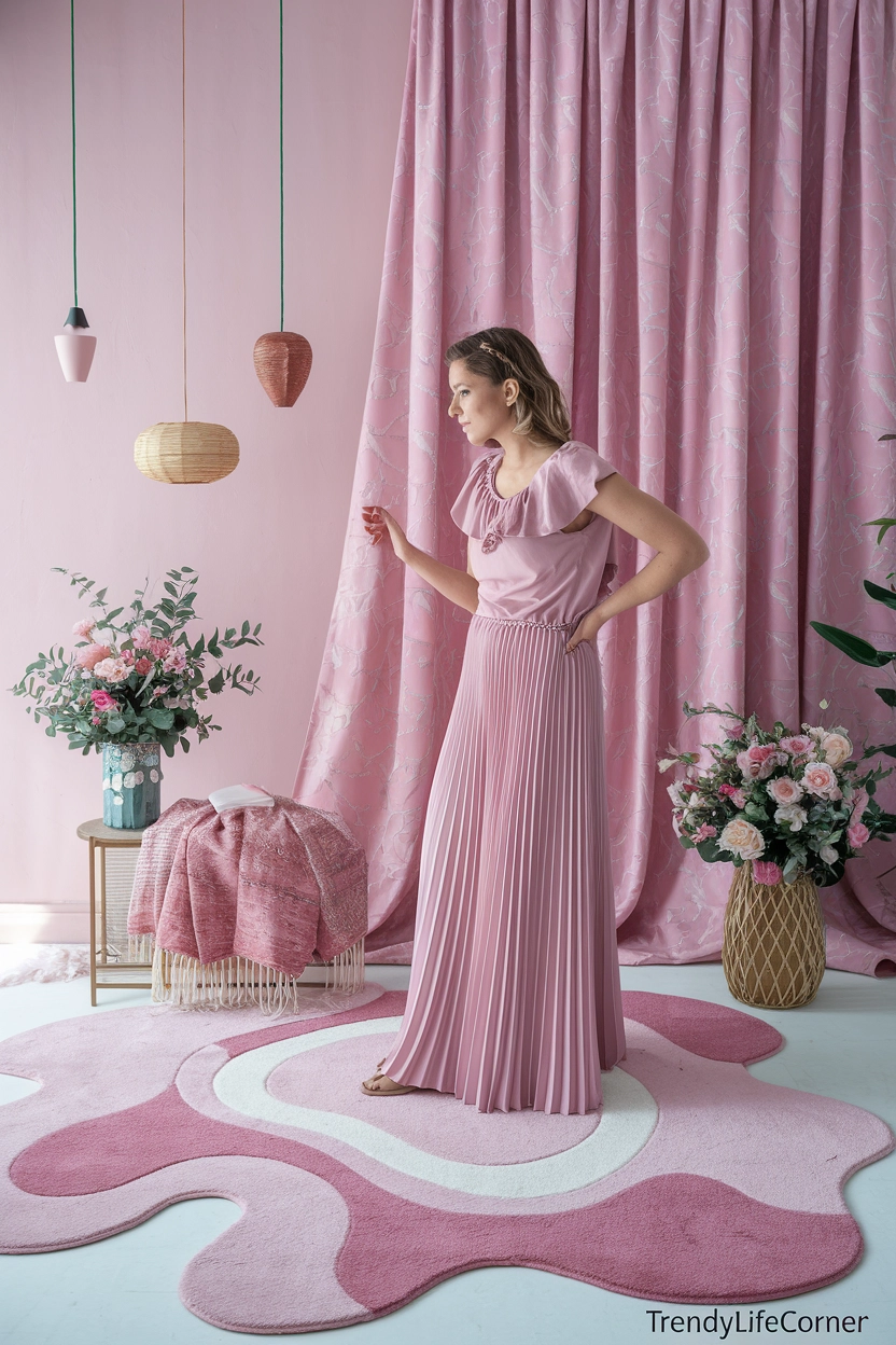 Abstract Pink Rug for Artistic Touch