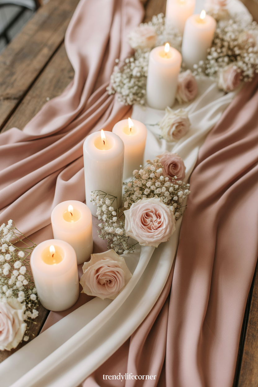 Fabric and Candle Soft Centerpiece