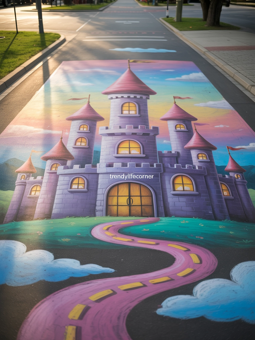 Fantasy Castle Sidewalk Chalk Art