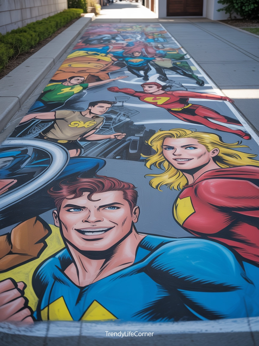 Superhero Action Chalk Murals
