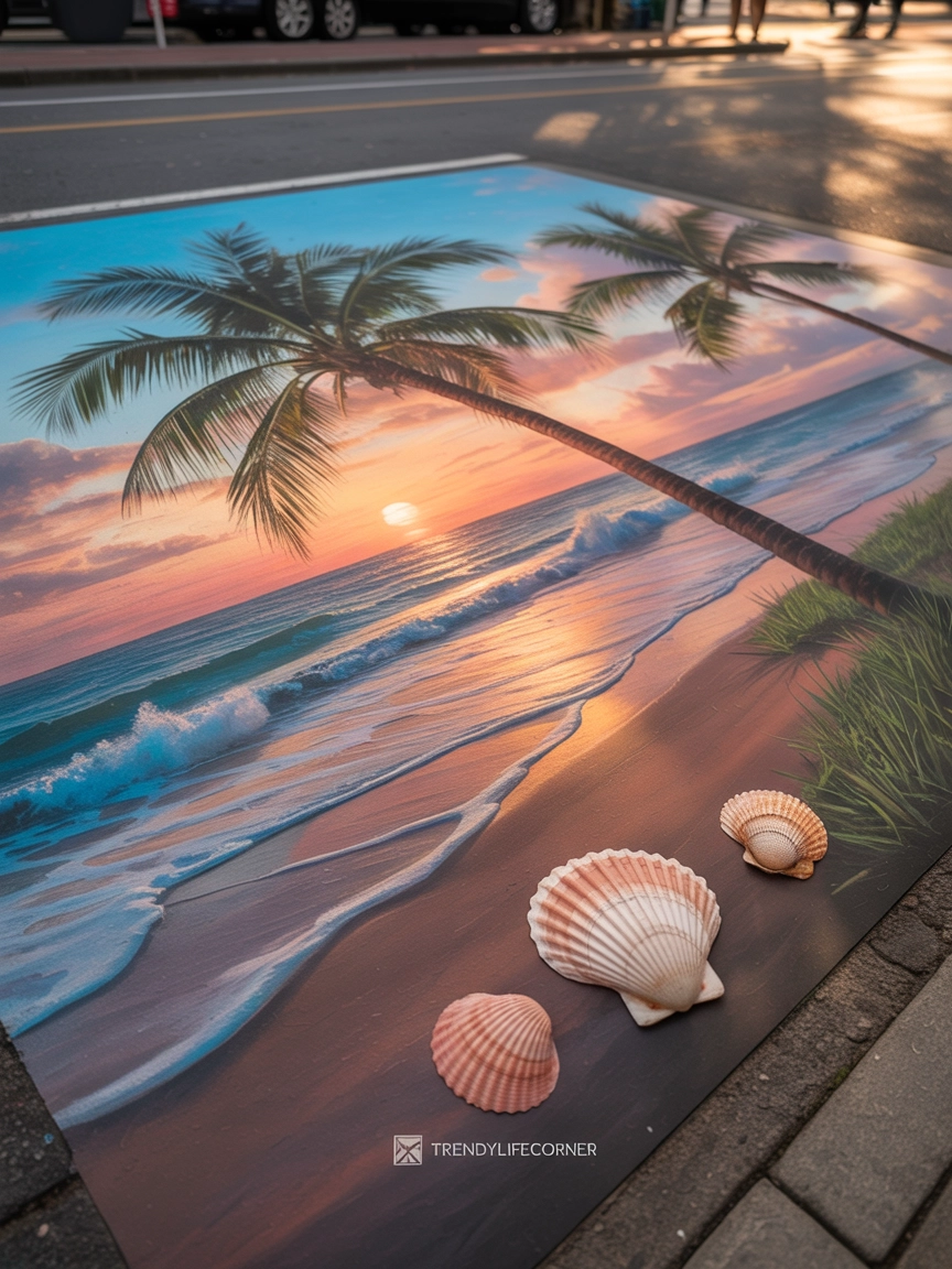 Sunset Beach Sidewalk Chalk Art