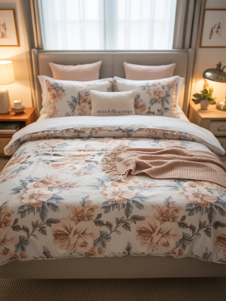Soft Pink Floral Bedding for a Cozy Romantic Feel