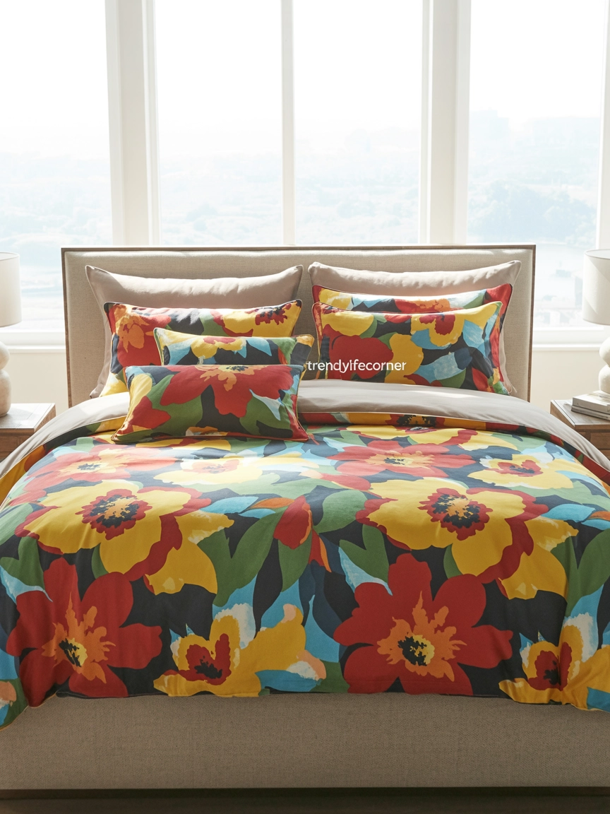 Bold Floral Bedding for a Bright Statement Bedroom