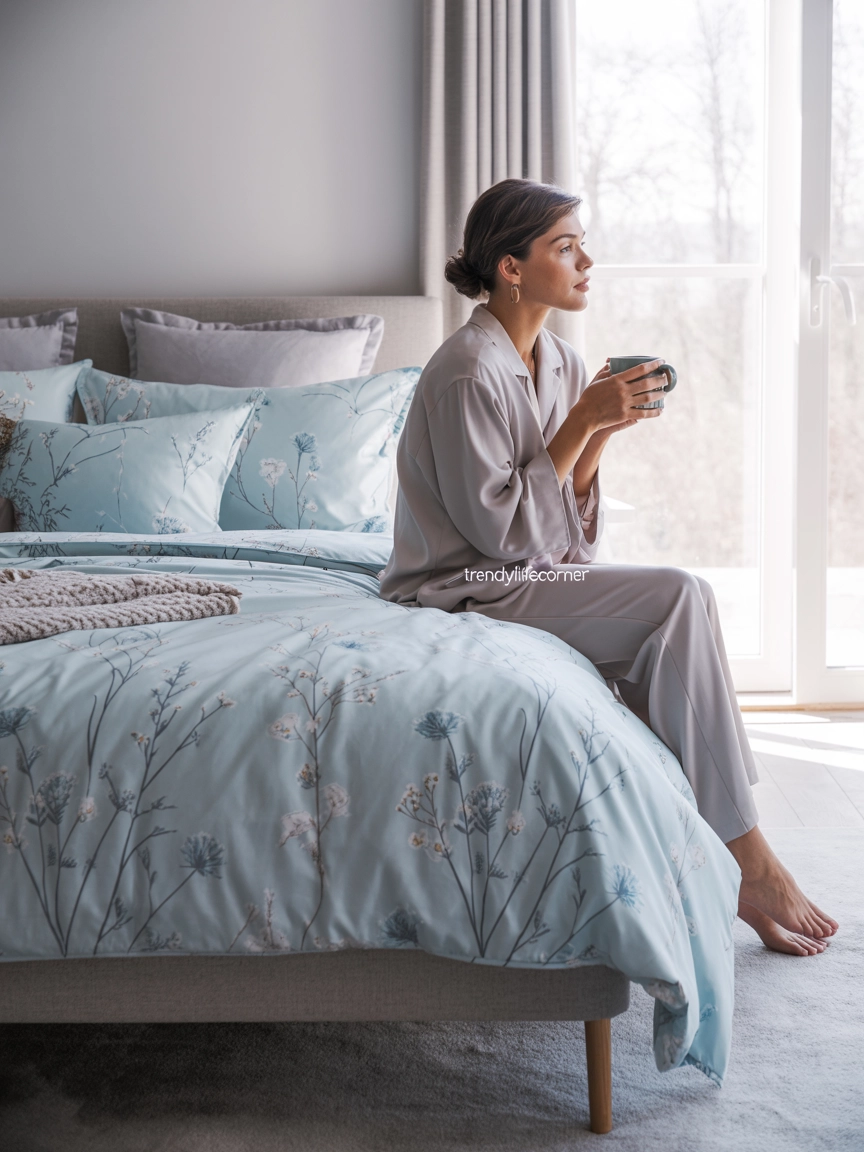 Blue Floral Bedding for a Calm and Peaceful Bedroom