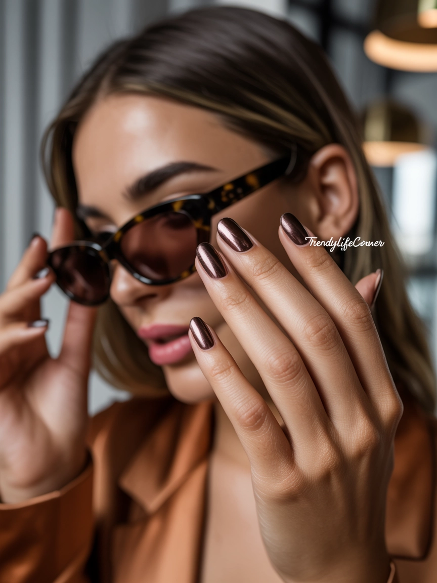 Chocolate Chrome Nails for a Luxury Finish