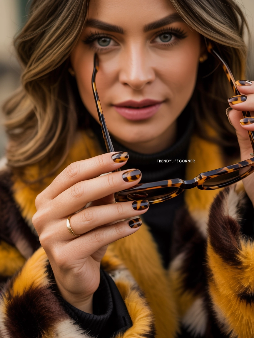 Tortoiseshell Nails for a Fashion-Forward Style