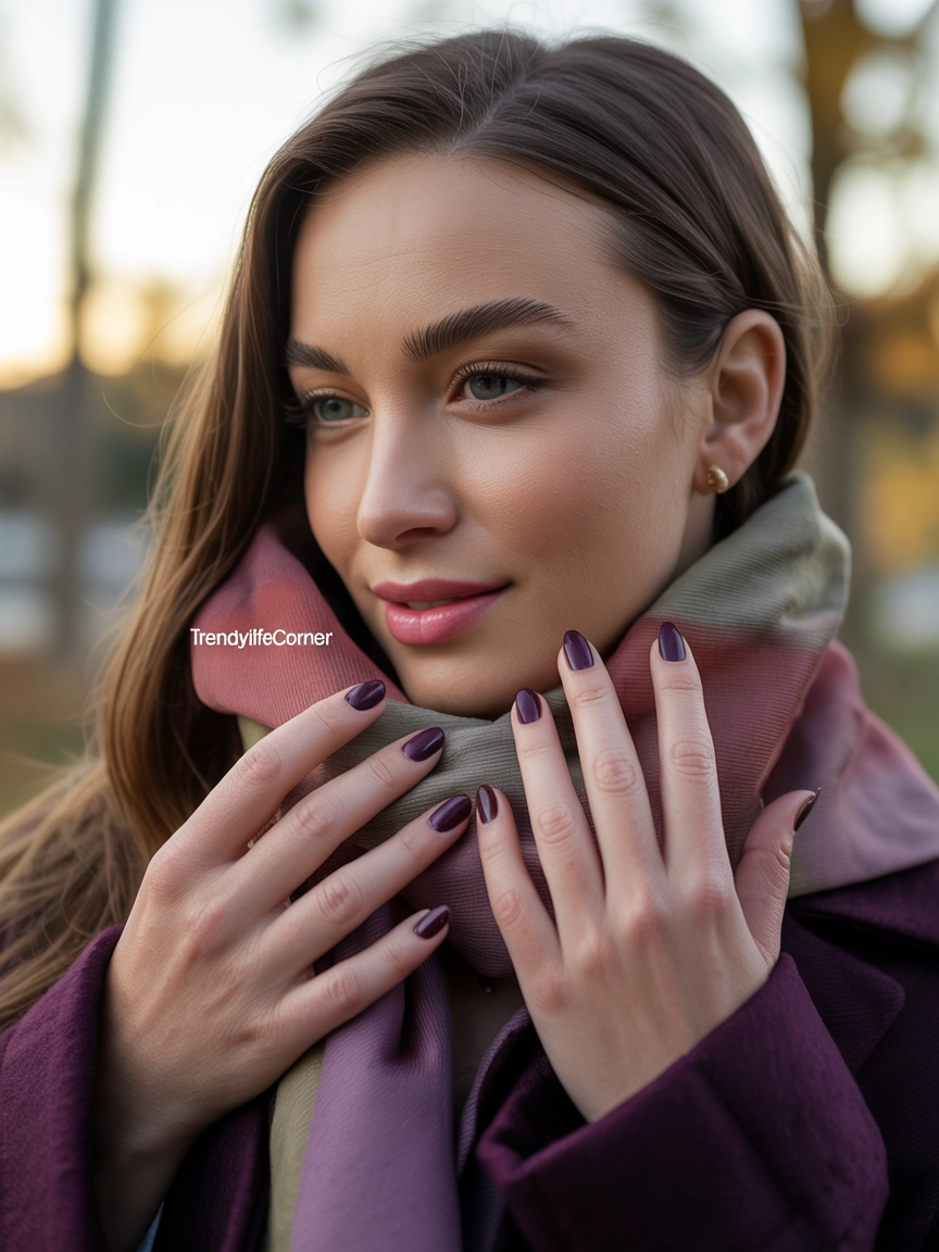 Plum Purple Nails for Cozy Autumn Energy