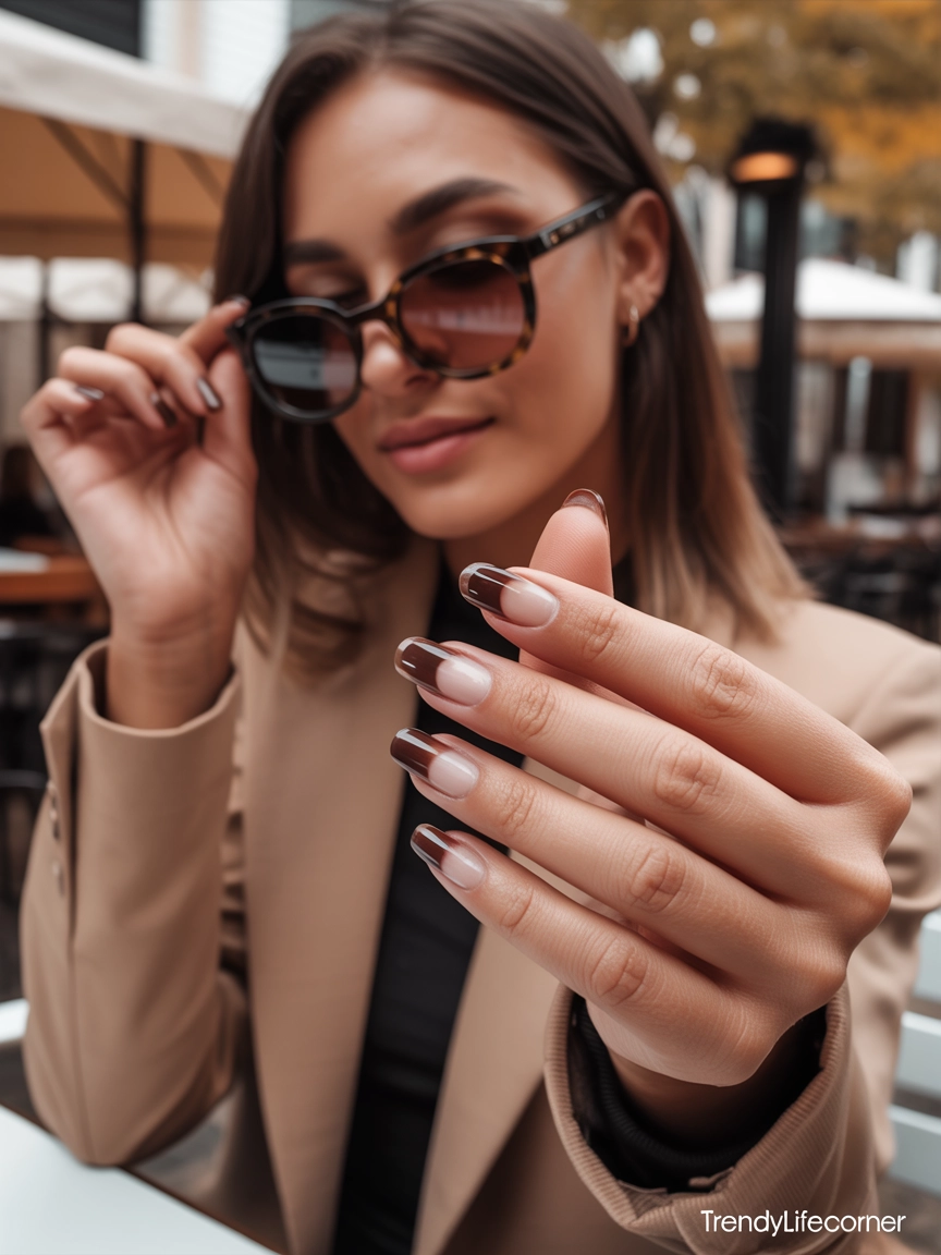 Brown French Tips With a Modern Twist
