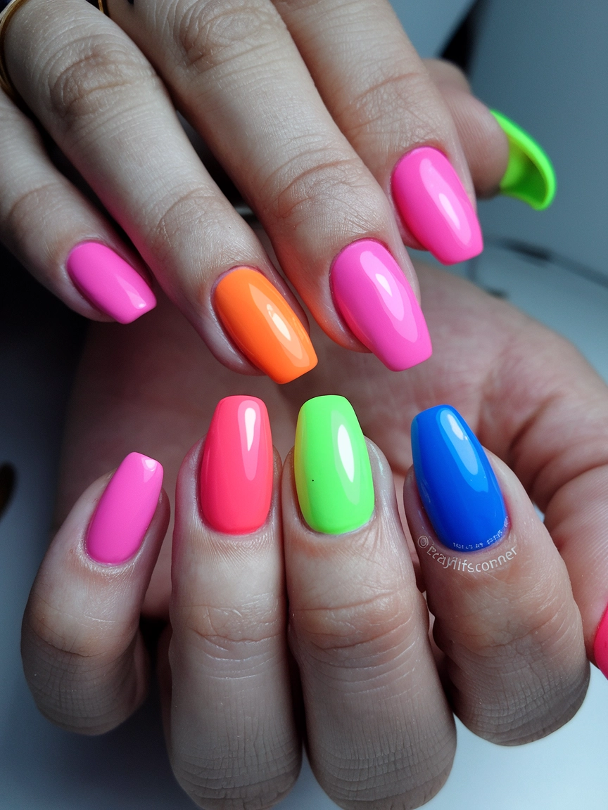 Bright Neon Summer Nails