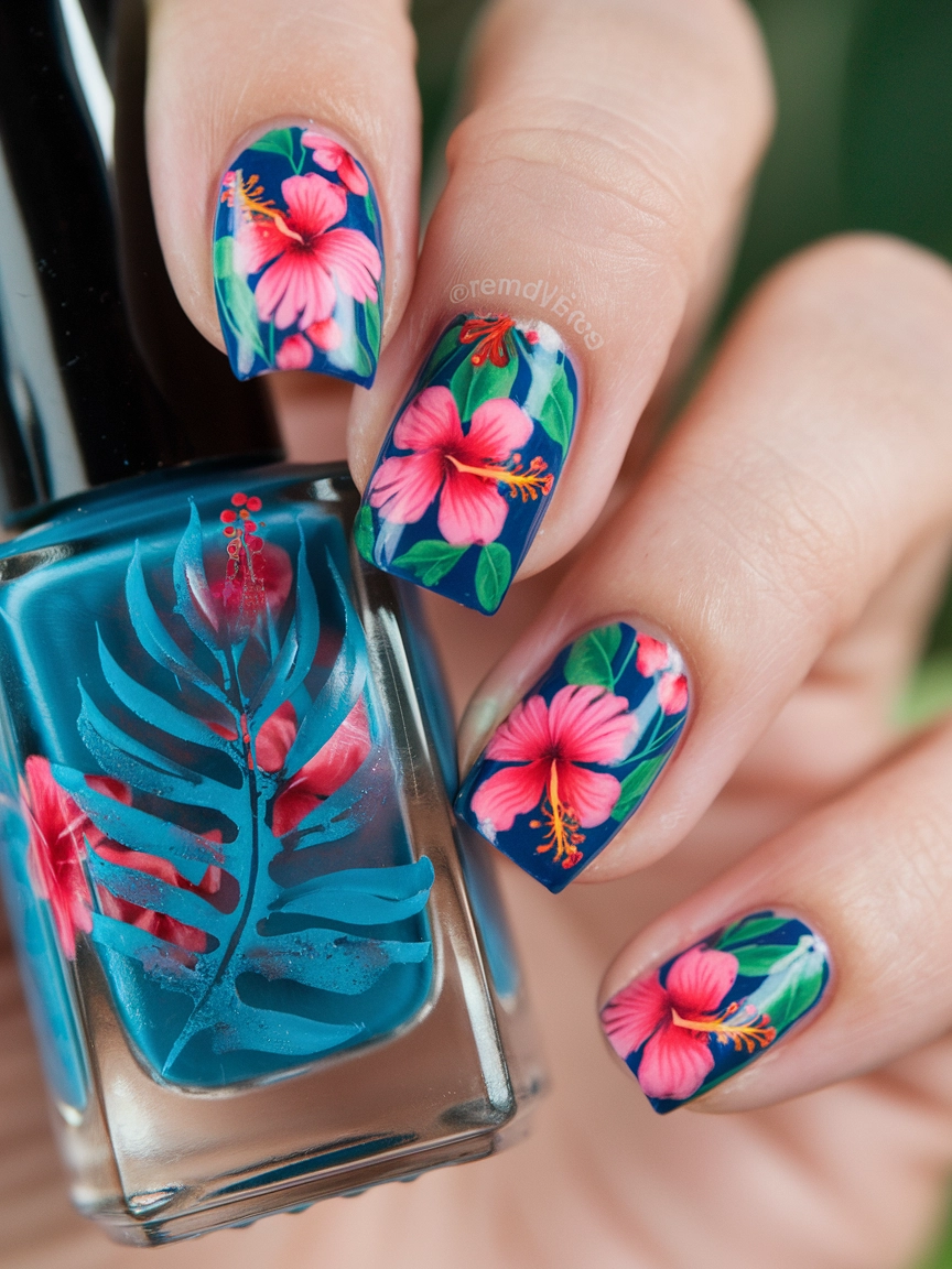Tropical Floral Nail Designs