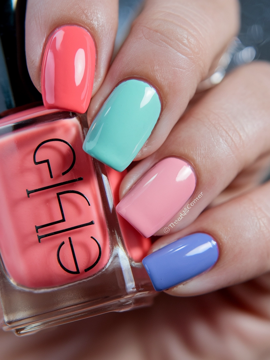 Colorful Mismatched Nails