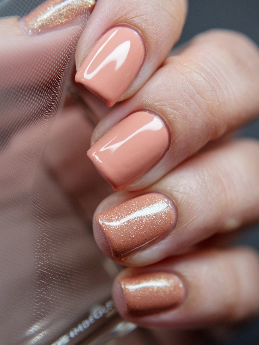 Peachy Nude Gloss Nails