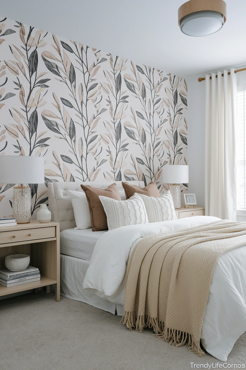 Add Peel-and-Stick Wallpaper Behind the Bed
