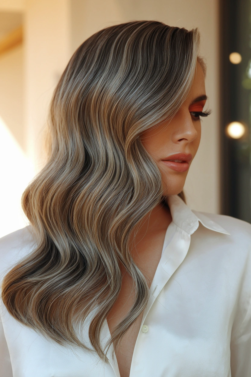 Romantic Side-Swept Long Hair
